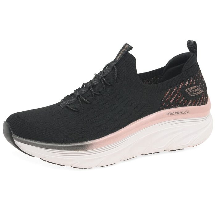 Кросівки Skechers D'lux Walker Let It Glow жіночі, чорні з рожево-золотою окантовкою, 39 EU