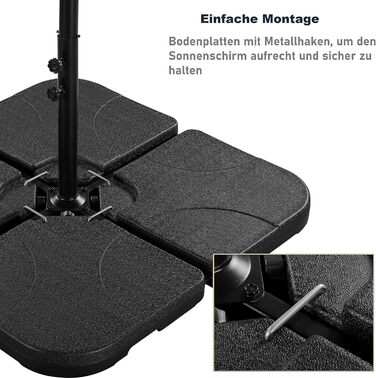 Yaheetech 4-Piece Parasol Stand, Umbrella Stand, Umbrella Weight with 80 kg Sand or 60 kg Water Fillable, Weight Plates, Market Umbrella Stand for Ground Cross, Black