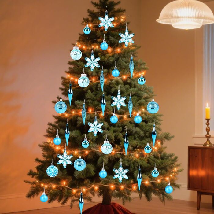 40 шт. прикрас на ялинку: сині кулі, міцні, для новорічного декору