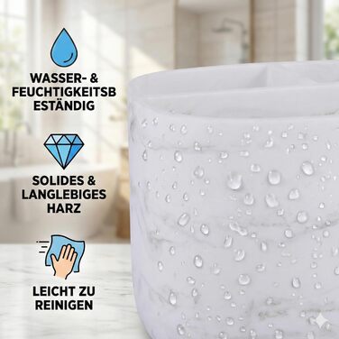 Набір для ванної кімнати 4 предмети з піддоном - дозатор для мила (цинковий сплав), стакан для зубних щіток, мильниця та поличка - мармуровий малюнок, бамбук - сучасний органайзер Marble