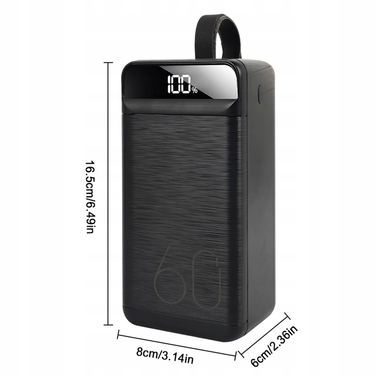 Повербанк 60000 mAh з 3 USB-портами та LED-індикатором для зарядки телефону
