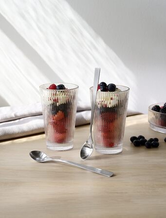Stelton Pilastro Drinking Glasses - Ribbed Water Glasses Set - Dishwasher Safe, Stackable, for Hot & Cold Drinks - 350ml - Set of 4