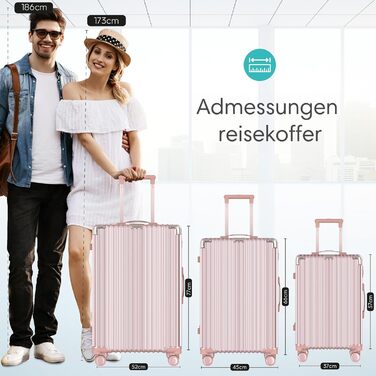 Набір валіз Voyagoux 2 шт. - 39L та 113L, жорсткі валізи, TSA-замок, ABS пластик, 4 колеса 360°, міцні та легкі, рожеве золото