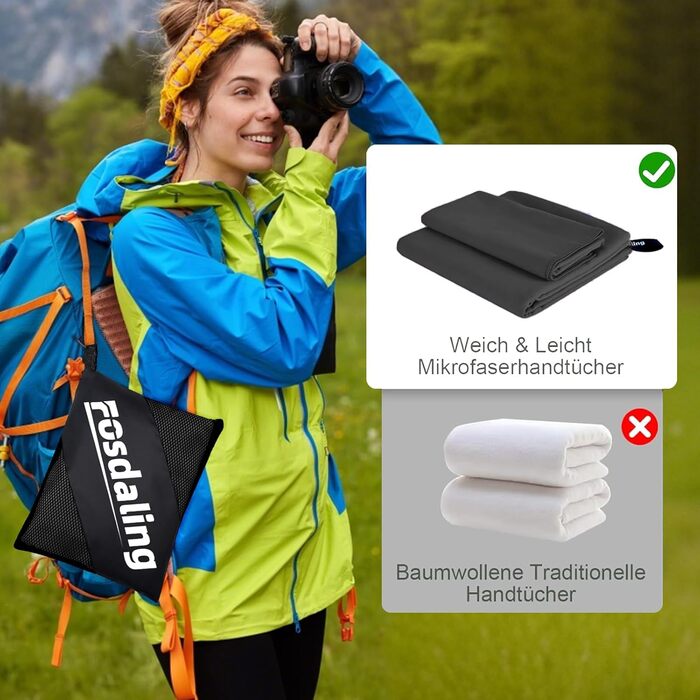 Набір з 3 рушників з мікрофібри: великий (180x80 см) та 2 маленькі (80x40 см). Швидковисихаючі рушники з мікрофібри для спорту, пляжу, ванни та подорожей (темно-сірий)