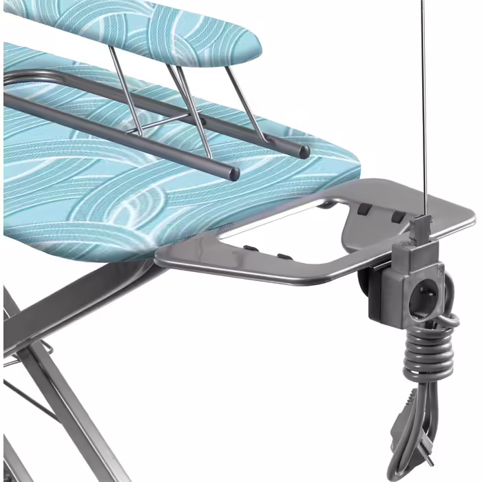 KADAX Ironing Board with Built-in Extension Cord, Folding Ironing Table with Cable Holder, Steam Ironing Table with Extendable Clothes Rack (Mint)