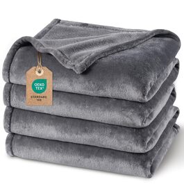 Плед PHF Kuscheldecke: м'який флісовий плед 150x200 см, сертифікат Oeko-Tex, теплий, для дивану, ліжка, софи. Сірий колір.