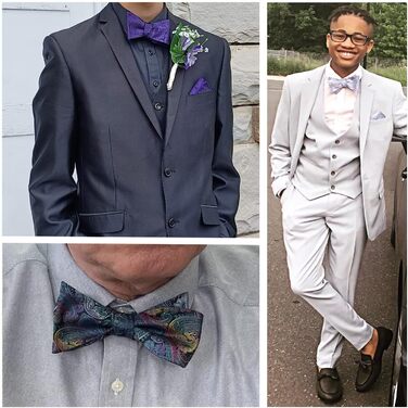 Чоловіча краватка-метелик Alizeal Retro Paisley з хустинкою, чорний+золотий, універсальний розмір