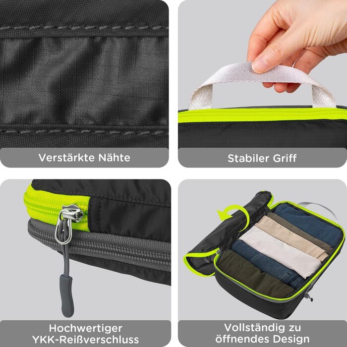 Органайзер для валізи Cipway Kompression Set (8 шт.) - Набір для пакування багажу, чорний