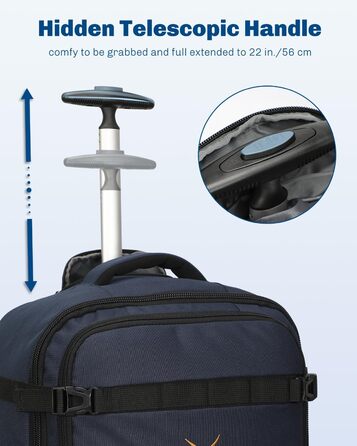 Рюкзак-валіза Hynes Eagle 42L з колесами для подорожей та бізнесу, 54x35x23 см, блакитний, 2024.