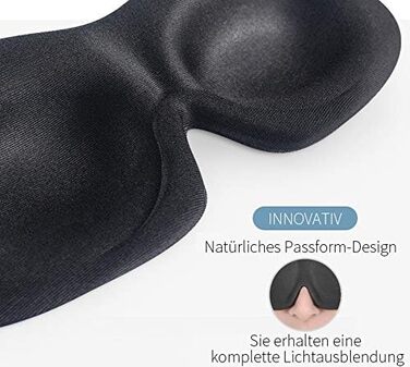 Маска для сну Trilancer 3D з Memory Foam та шумоізоляційними вкладами, для чоловіків та жінок | Абсолютна темрява