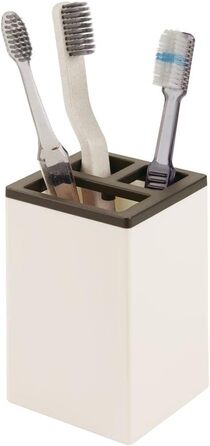 Набір аксесуарів для ванної кімнати mDesign 4-Piece – тримач для зубних щіток, дозатор мила, мильниця та стаканчик, кремово-бронзовий колір, міцний пластик