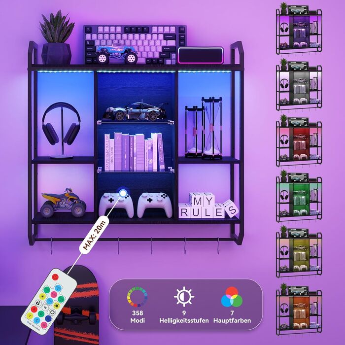 Стильне металеве вітрина для вина з LED-підсвічуванням на стіну, 3 яруси, чорний колір, для бару, кухні, вітальні, ресторану, 20x80 см