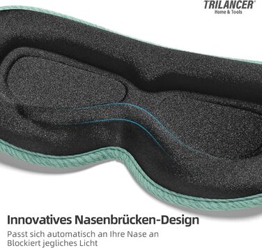 3D маска для сну Trilancer, блокує 99.99% світла, ультрам'яка, для комфортного сну, медитації та подорожей (зелена)