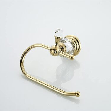 Toilet paper holder, polished, gold-colored, brass, crystal, tissue holder, bathroom accessories, wall mount