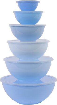 Набір мисок для перемішування BoxedHome з кришками (12 шт.) - миски, салатники, контейнери для сервірування, пластик, синій