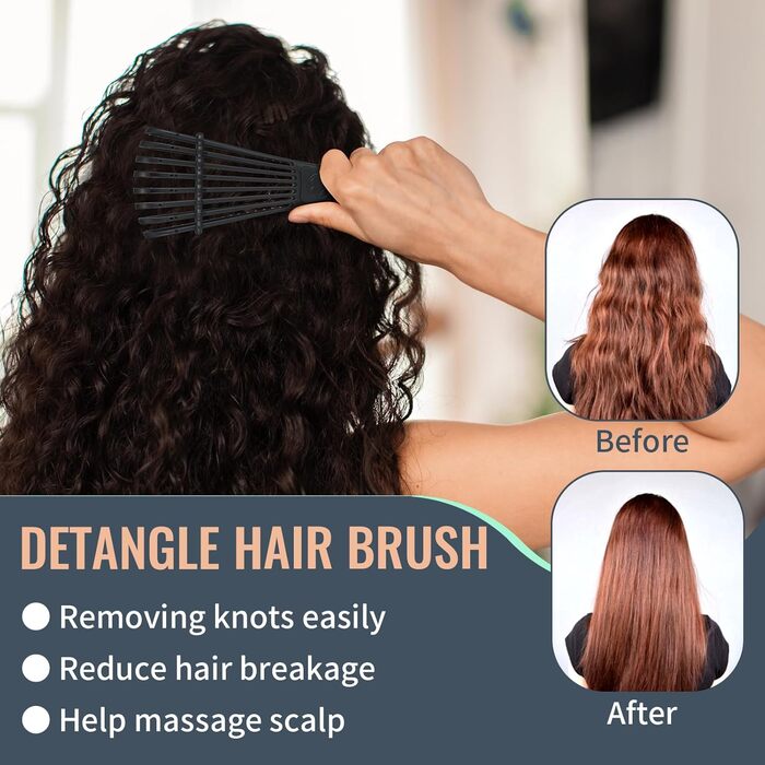 Набір гребінців для волосся з пульверизатором 200 мл: розпушувач, накручувач, двосторонній гребінь (чорний)