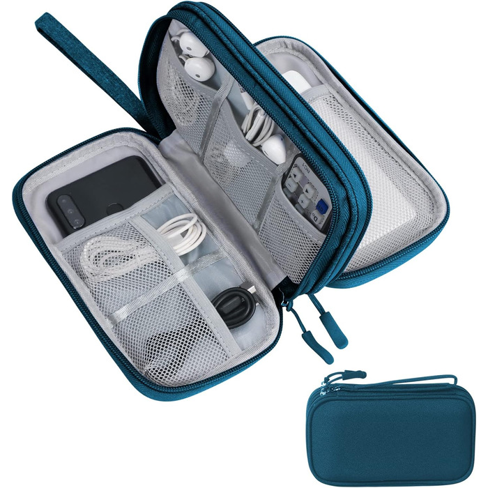 Органайзер для кабелів Skycase, сумка-органайзер для аксесуарів: USB, Powerbank, SD-картки, зарядні кабелі. Зелений, 19 x 11 x 5.5 см