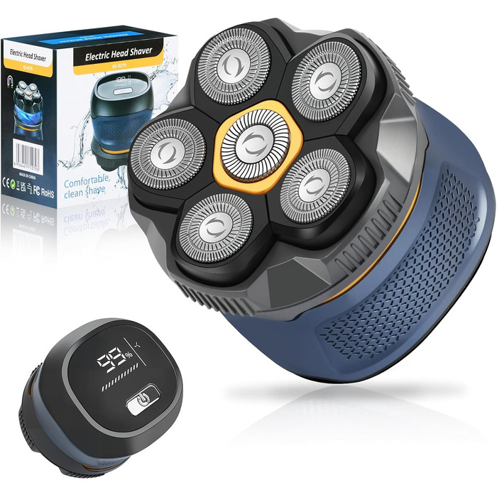 Електричний гострою машинка для гоління голови чоловіча Glatzen Rasierer з 6 рухомими лезами, Skull Shaver, миється