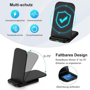 Бездротова зарядка 15W для Samsung Galaxy та iPhone: складний зарядний стан для швидкої зарядки