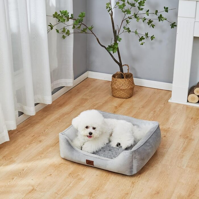 Snocyo Dog Bed - Small Dogs, Cat Bed - Fluffy and Cozy, Washable and Super Soft Dog Sofa Dog Cushion, Padded Dog Mat, Grey, 55×45×16cm