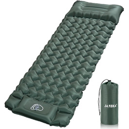 JATEKA Self-Inflating Sleeping Pad - Ultralight Camping Mat with Pillow & Foot Pump - Compact Sleeping Pad for Backpacking, Hiking, Travel & Tent Use