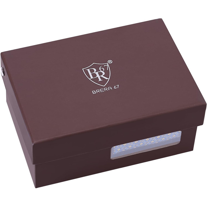 Подарунковий набір для чоловіків: краватка, хустинка, запонки, зажим для краватки, ґудзики для манжетів в елегантній коробці для офісу, весілля, костюма. Жовто-блакитний з мікро-візерунком