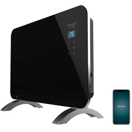 Конвектор Cecotec Ready Warm 6670 Crystal Connection з глянсовою панеллю, 1000W, WiFi, термостат, таймер, підставка, для ванної кімнати (IP24), безшумний, чорний