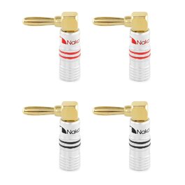 Навушникові роз'єми Nakamichi 24K позолота, 12-18 AWG, 4 шт. (2 пари) для аудіокабелів, підсилювачів, Hi-Fi, AV Receiver, домашній кінотеатр