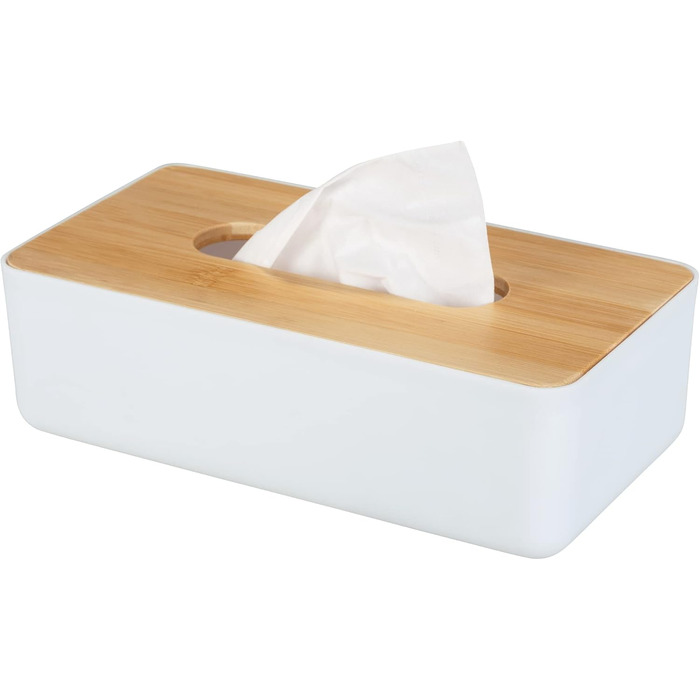 Скляниця для косметичних серветок WENKO Rotello, бамбуковий кришка, 24 x 7,5 x 12,7 см (2 шт.)