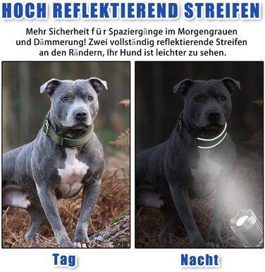 Нашийник для собак з неопрену, 4 см, світловідбиваючий, з нейлону, з зупинячем, зручний, для дресирування, анти-тяга, L, (Темно-синій, обхват шиї 45-56 см)