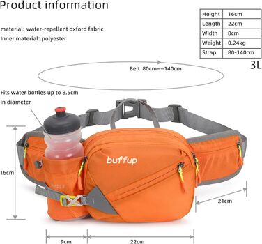Спортивна бананка/поясна сумка для собак: тренування, велоспорт, біг, піші прогулянки. Великий об'єм, для чоловіків та жінок (Помаранчевий)