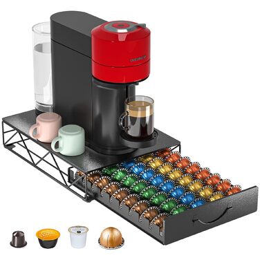 Металева підставка для кавових капсул Nespresso Vertuo та Dolce Gusto на 50 капсул. Диспенсер для капсул з нековзними ніжками