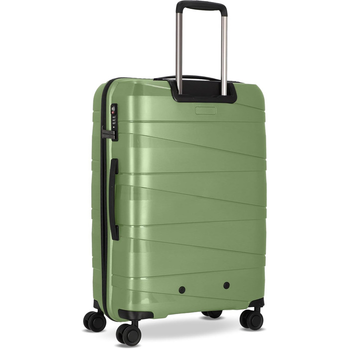 Чохол-валіза REDOLZ Hartschalen Check-in Essentials 10 | Великий вантажний ролик XL 50 x 30 x 76 см з поліпропілену | 4 подвійні колеса & TSA | Набір 3 шт. (Green-metallic)