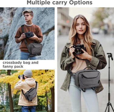 Чохол для камери DSLR/SLR TAAOKA, водонепроникний, з кріпленням для штатива, сумка на плече для фотографів (Чорний/Сірий)