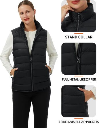 Жіноча степкова жилетка Pioneer Camp - тепла зимова жилетка без рукавів з блискавкою та кишенями, чорна, розмір S