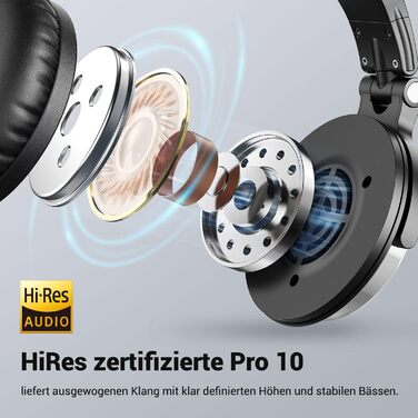 OneOdio Pro-10: DJ навушники з провідним підключенням, 50 мм драйвер, бас, 6.35/3.5 мм, Share-Port, для студії, подкастів, моніторингу, телефону, ПК, MP3/4