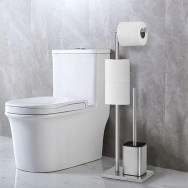 Тримач для туалетного паперу з полицею та йоржиком для унітаза, нержавіюча сталь