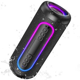 Портативна Bluetooth колонка UOHHBOE 30W, чорна: музика до 30 годин, RGB підсвічування, IPX5 водонепроникність