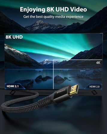 HDMI кабель Stouchi 2 м 8K 10K 4K Ultra High Speed 48Gbps 4K120 144Hz eARC HDR10 4:4 HDCP 2.2/2.3 Dolby, сумісний з Fire TV/Roku TV/PS5/Xbox Series X/Samsung/Sony/LG (2 шт., чорний)