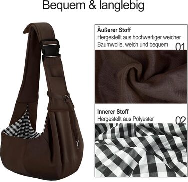 PetLoft Сумка-переноска для собак, реверсивна, регульована, крос-боді, з кріпленням для нашийника (колір: коричневий)