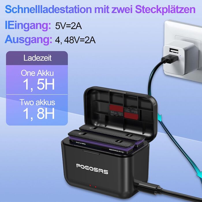 Акумулятор Insta360 X5, 2 шт., 2850mAh, з зарядним пристроєм Type-C, сумісний з Insta360 X5