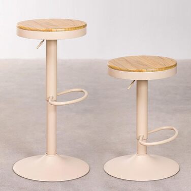 Kidol Adjustable Height Bar Stools 2-Pack - 360° Swivel, Round Wood Seat, Metal Frame - Kitchen/Bar/Living Room Stools