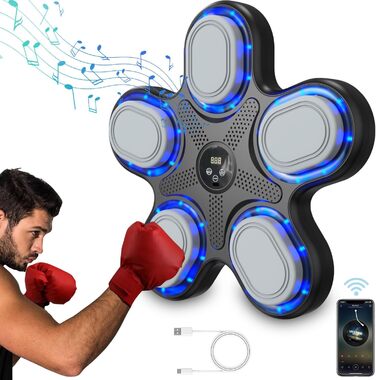 YeahBoom Музична Bluetooth Бокс-машина, Електронна бокс-машина, Розумна бокс-машина, Обладнання для боксерських тренувань, Настінна бокс-машина