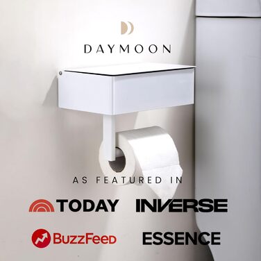 Day Moon™ Toilet Paper Holder White, Wet Tissue Box - Toilet Paper Holder With Wet Tissue Box, Toilet Paper Holder With Shelf - Toilet Paper Holder Stainless Steel White With Storage