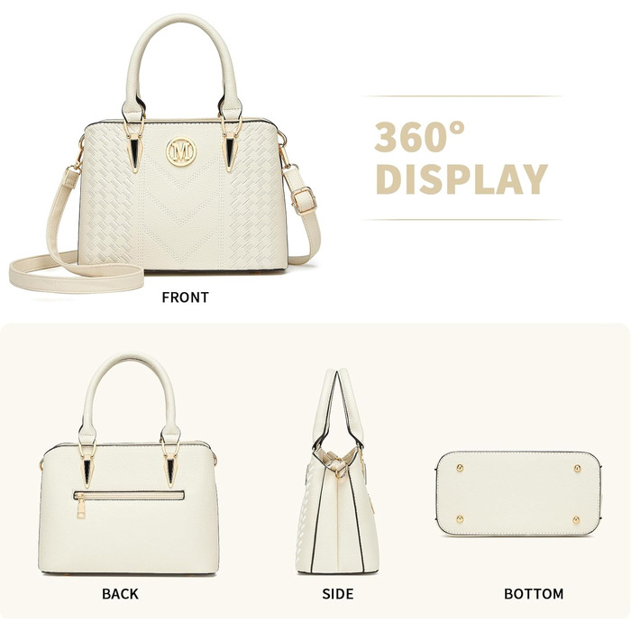 Сумка жіноча Miss Lulu середнього розміру через плече з рельєфним малюнком лічі, бежева (1-3) - для роботи, відпочинку, повсякденного використання