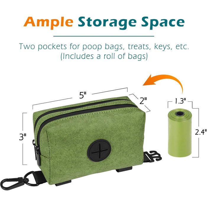 Диспенсер для собачих відходів PetBonus з водонепроникним кейсом та ласощами, зелений (15 відходів)