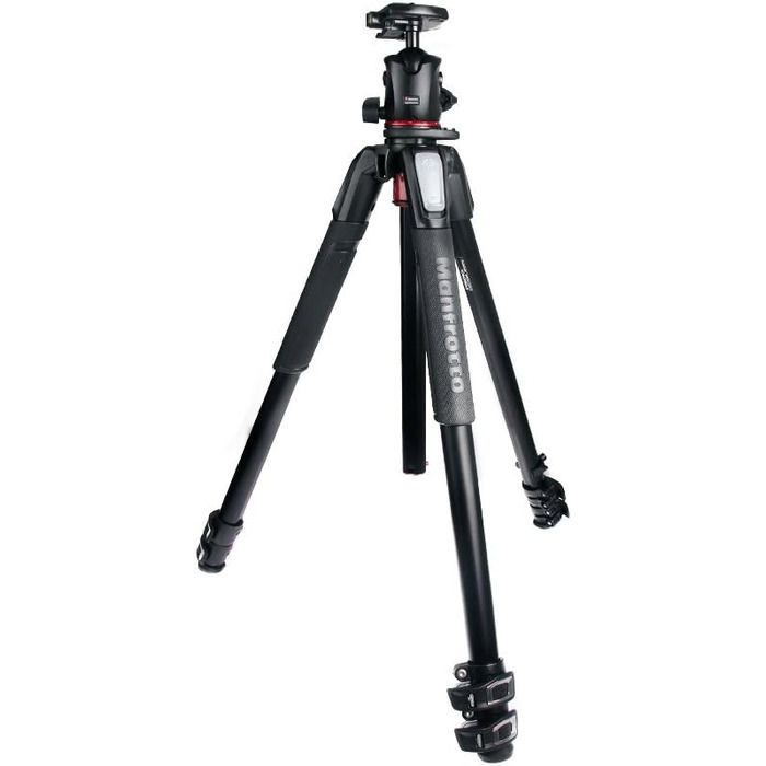 Штатив Manfrotto 055XPRO3 з алюмінію - комплект з триногим наголовником - професійний штатив для фото та відеозйомки, 3 сегменти, для DSLR та аксесуари