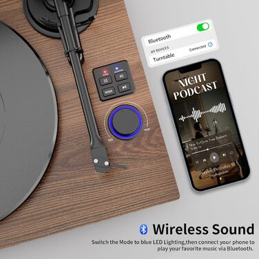 Програвач вінілу HiFi Bluetooth USB з колонками, стереосистема Dual, дерев'яний корпус, регульоване противага, картридж магнітного типу, RCA вихід