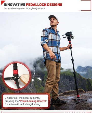 Монопод IFOOTAGE 3-в-1 з алюмінію: монопод, штатив, телескопічний стійка для фото та відео, 180 см, сумісний з DSLR та відеокамерами