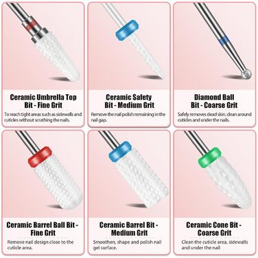 Набір свердел для нігтів Depvko 13 шт. (вольфрам карбід, кераміка, діамант) для манікюру та педикюру